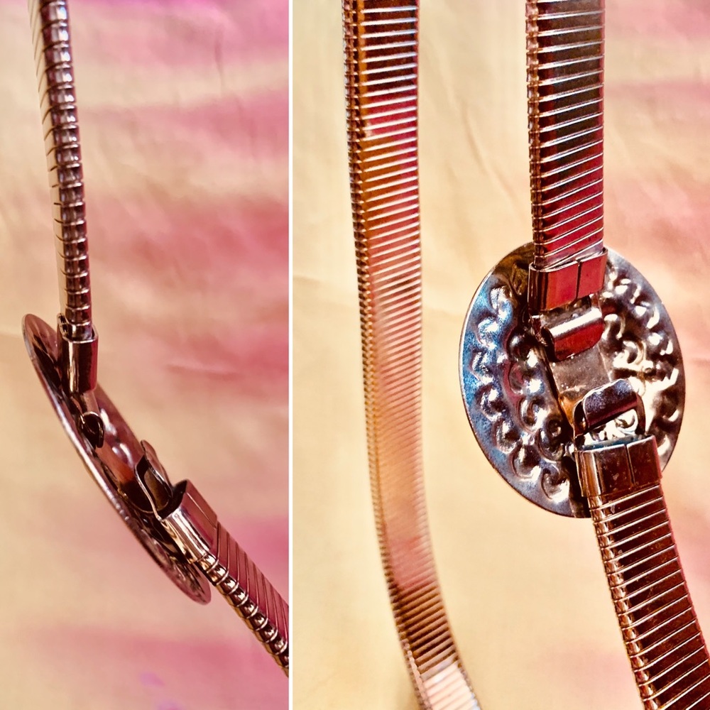 Vintage Gold Tone Serpentine Coil Stretch Belt - Picture 8 of 10